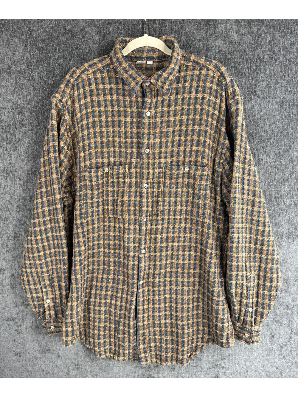 The Territory Ahead Plaid Heavy Textured Tweed Weave Shirt Mens XL